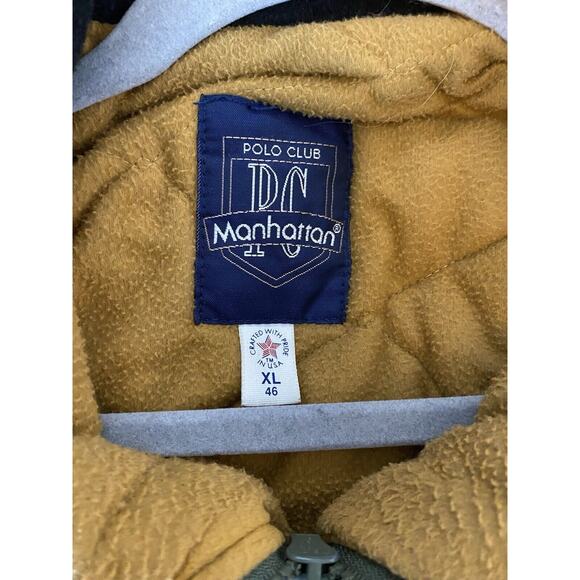 Vtg Polo Club Manhattan Sz XL Hvy Qltd Lining Green Navy Trim Full Zip Pkts Wool - Picture 6 of 11